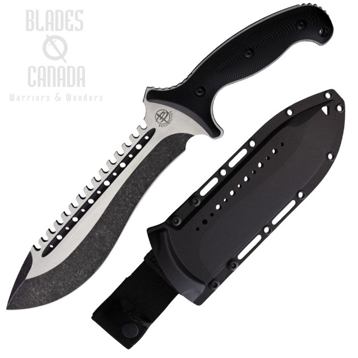 Begg Knives Bolo Fixed Blade Knife, AUS10A Black/Satin, Nylon Sheath, BG022